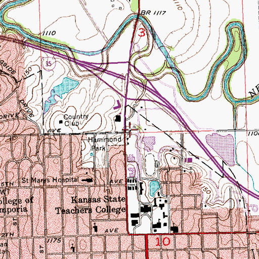 Topographic Map of Emporia State University One Room School Museum, KS