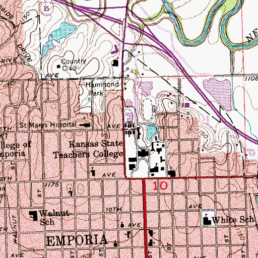 Topographic Map of Emporia State University Kansas Business Hall of Fame, KS