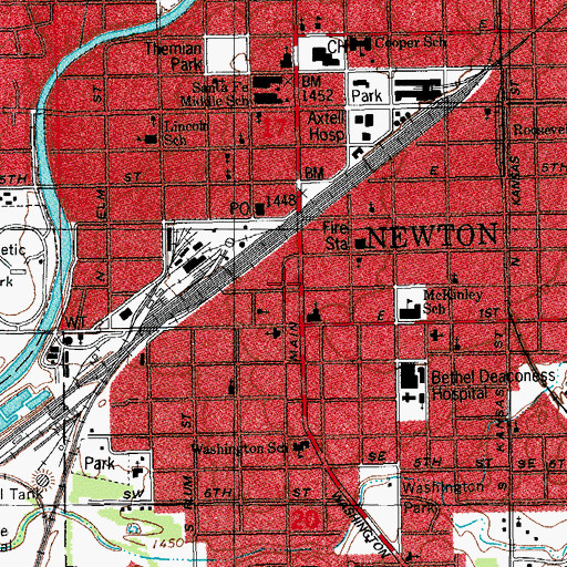 Topographic Map of Harvey County Historical Society, KS