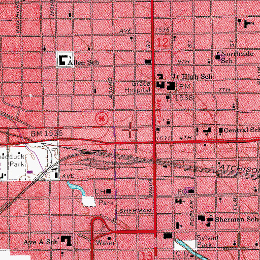 Topographic Map of Hutchinson Art Center, KS