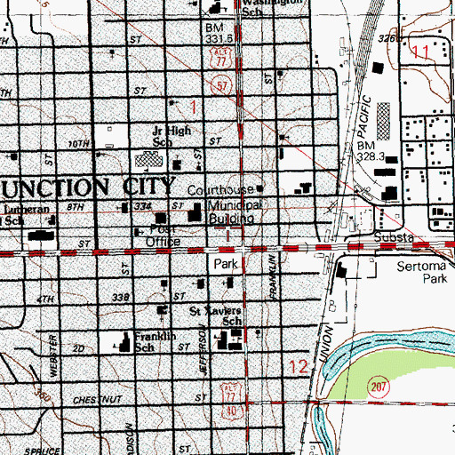 Topographic Map of Junction City Art Gallery, KS