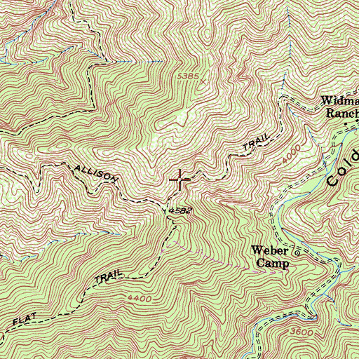 Topographic Map of Allison Trail, CA