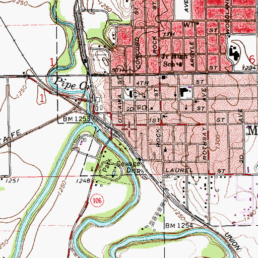 Topographic Map of Ottawa County Historical Museum, KS