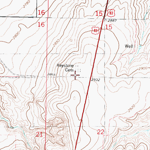Topographic Map of Keystone Gallery, KS