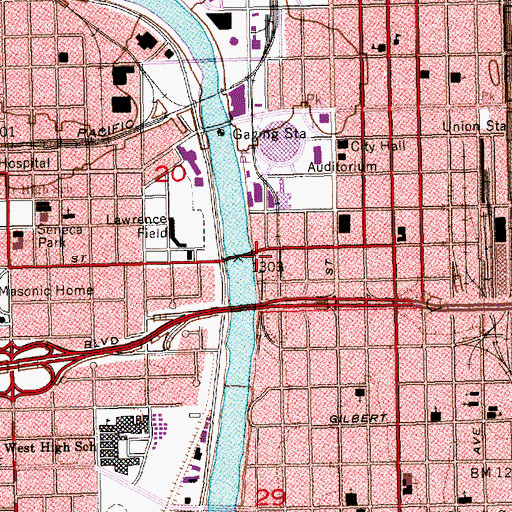 Topographic Map of Kansas Sports Hall of Fame, KS