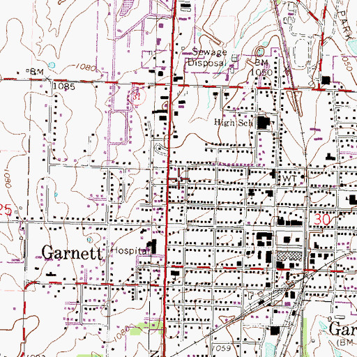 Topographic Map of Southeast Kansas Multi - County Health Department Anderson County, KS