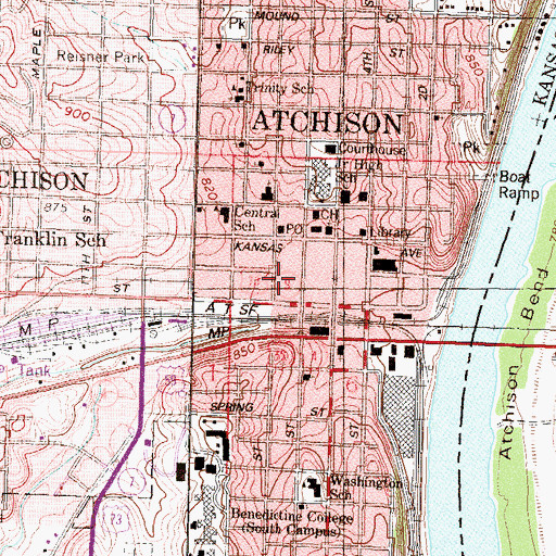 Topographic Map of Northeast Kansas Multi - County Health Department Atchison County, KS