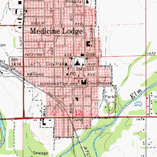 Topographic Map of Barber County Health Department, KS