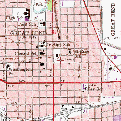 Topographic Map of Barton County Health Department, KS