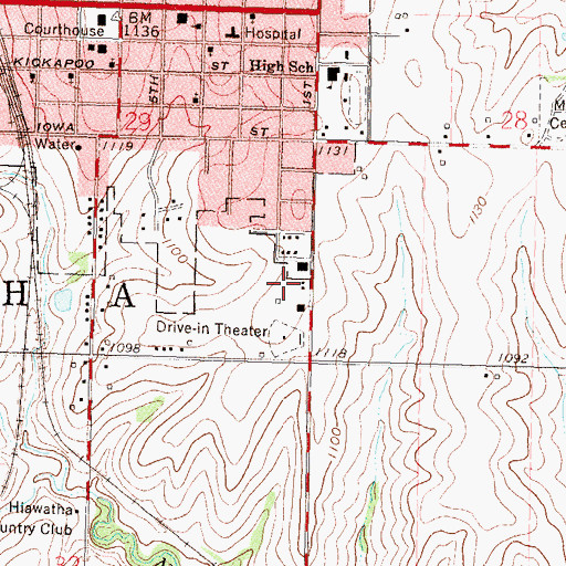 Topographic Map of Northeast Kansas Multi - County Health Department Brown County, KS