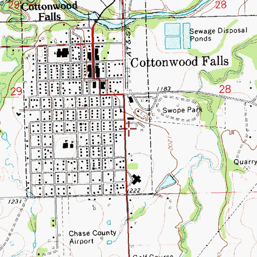 Topographic Map of Chase County Health Department, KS