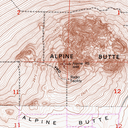 Topographic Map of Alpine Butte, CA