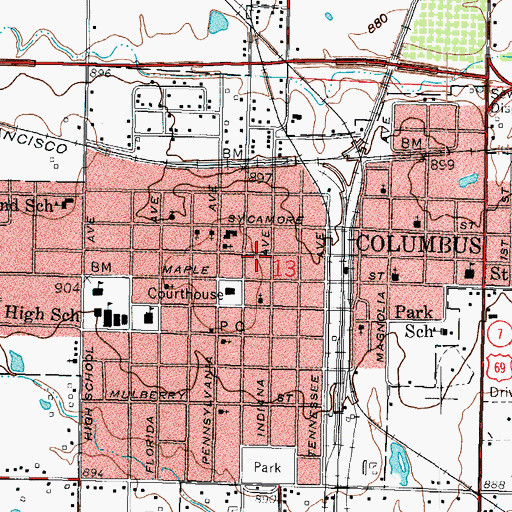Topographic Map of Cherokee County Health Department, KS
