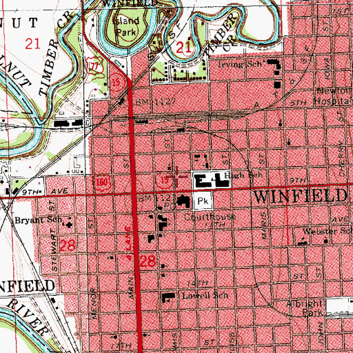 Topographic Map of Cowley County Health Department, KS