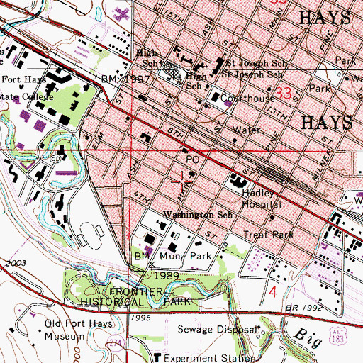Topographic Map of Ellis County Health Department, KS