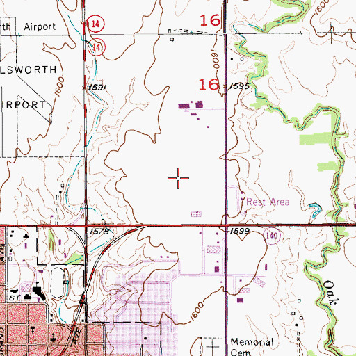 Topographic Map of Ellsworth County Health Department, KS