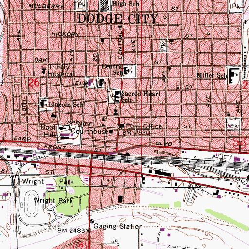 Topographic Map of Ford County Health Department, KS