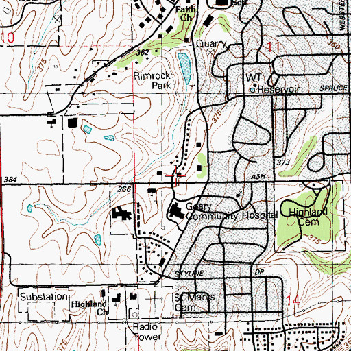 Topographic Map of Geary County Health Department, KS