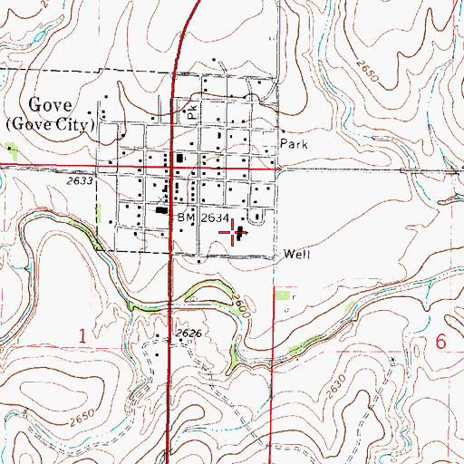 Topographic Map of Gove County Health Department, KS