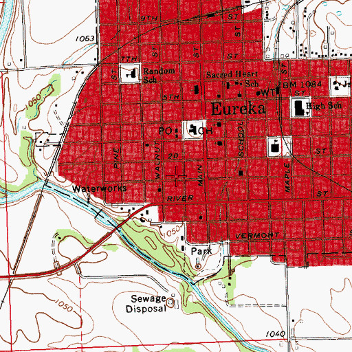 Topographic Map of Greenwood County Health Department, KS
