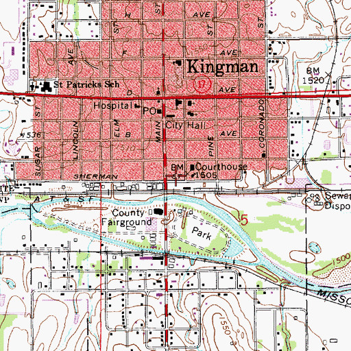 Topographic Map of Kingman County Health Department, KS