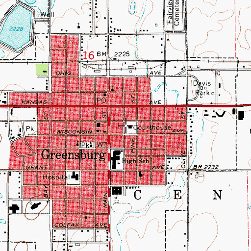 Topographic Map of Kiowa County Health Department, KS