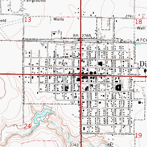 Topographic Map of Lane County Health Department, KS