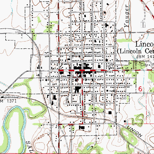 Topographic Map of Lincoln County Health Department, KS