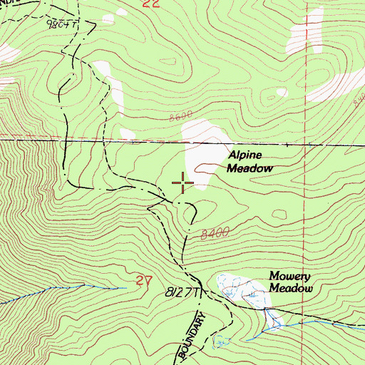 Topographic Map of Alpine Meadow, CA
