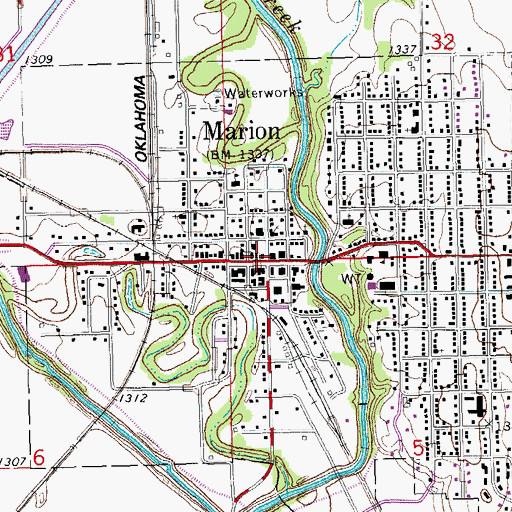 Topographic Map of Marion County Health Department, KS