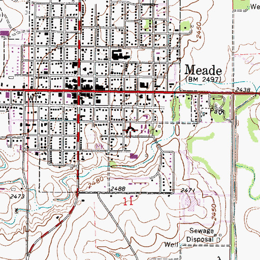 Topographic Map of Meade County Health Department, KS