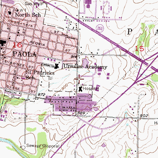 Topographic Map of Miami County Health Department, KS