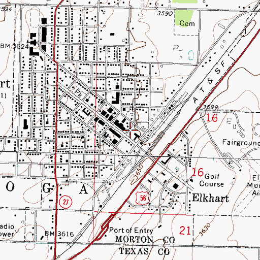 Topographic Map of Morton County Health Department, KS
