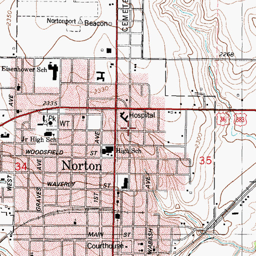 Topographic Map of Norton County Health Department, KS