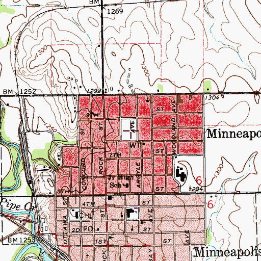 Topographic Map of Ottawa County Health Department, KS