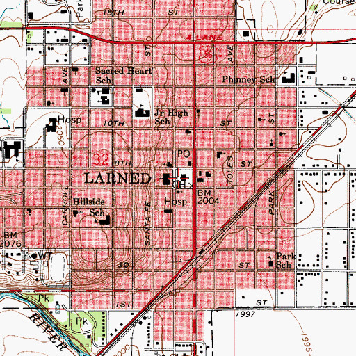Topographic Map of Pawnee County Health Department, KS