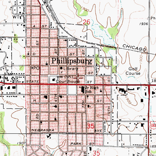 Topographic Map of Phillips County Health Department, KS