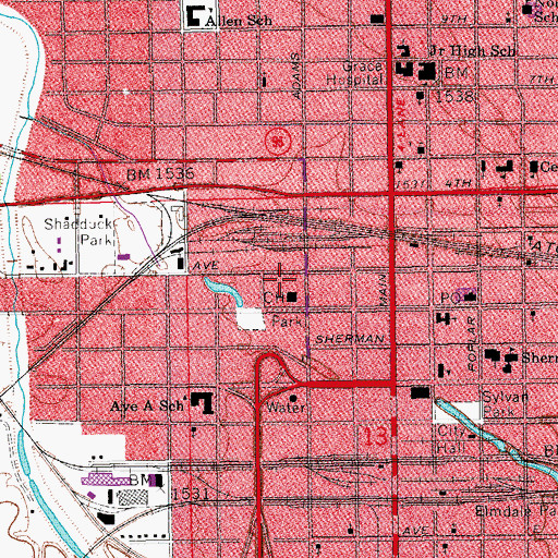 Topographic Map of Reno County Health Department, KS