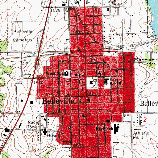 Topographic Map of Republic County Health Department, KS