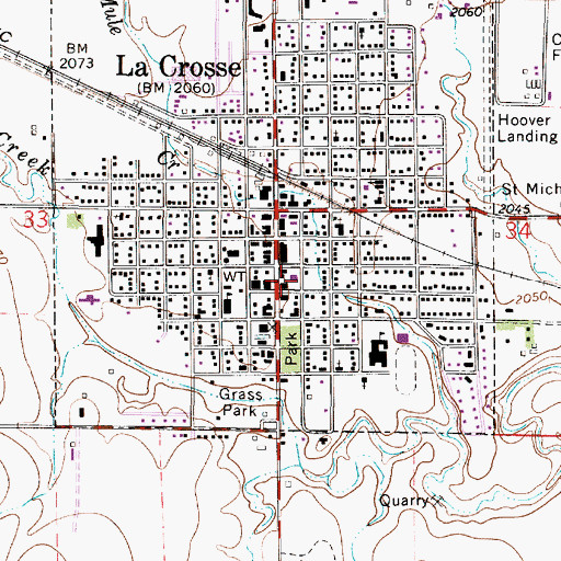 Topographic Map of Rush County Health Department, KS