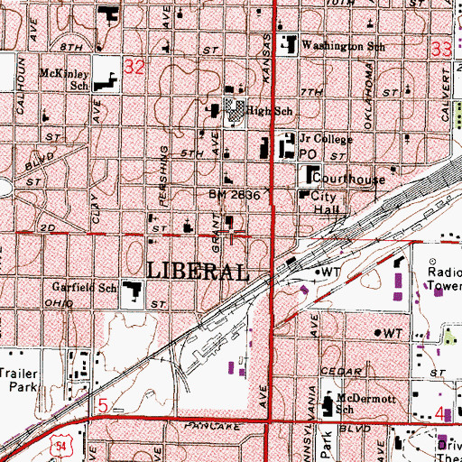 Topographic Map of Seward County Health Department, KS