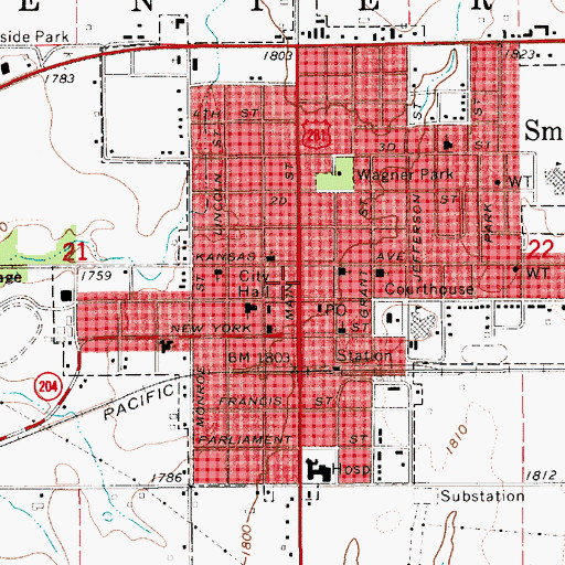 Topographic Map of Smith County Health Department, KS