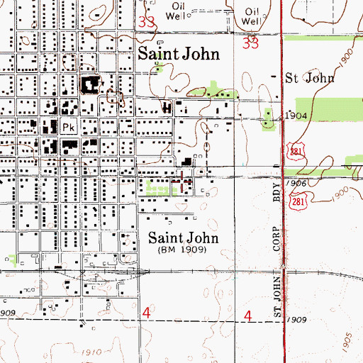 Topographic Map of Stafford County Health Department, KS