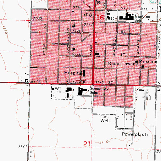 Topographic Map of Stevens County Health Office, KS