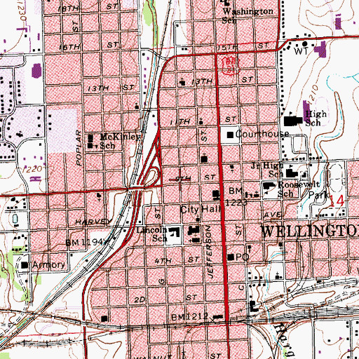 Topographic Map of Sumner County Health Department, KS