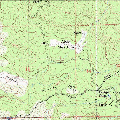 Topographic Map of Alvin Meadows, CA