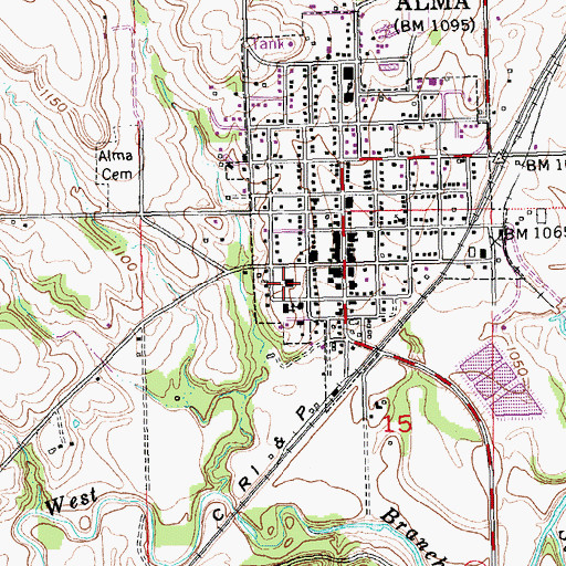 Topographic Map of Wabaunsee County Health Department, KS