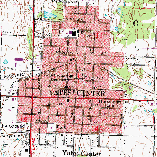 Topographic Map of Southeast Kansas Multi - County Health Department Woodson County, KS