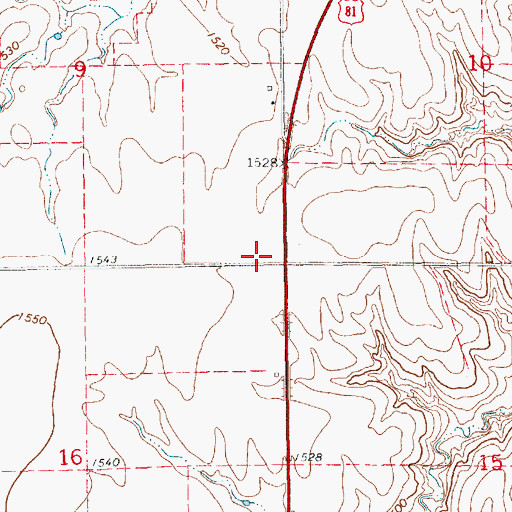 Topographic Map of US Highway 81 Weigh Station 58, KS