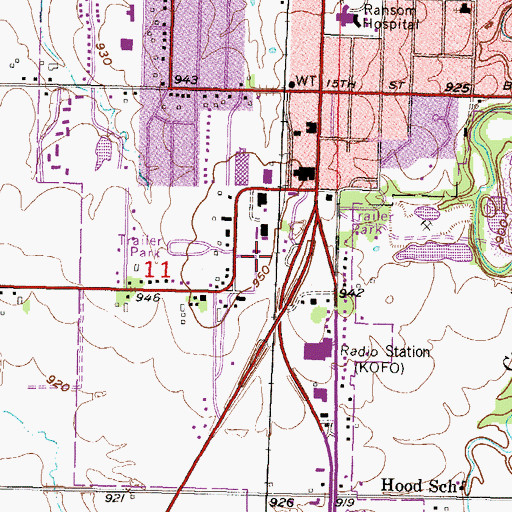 Topographic Map of Ottawa Fairgrounds, KS